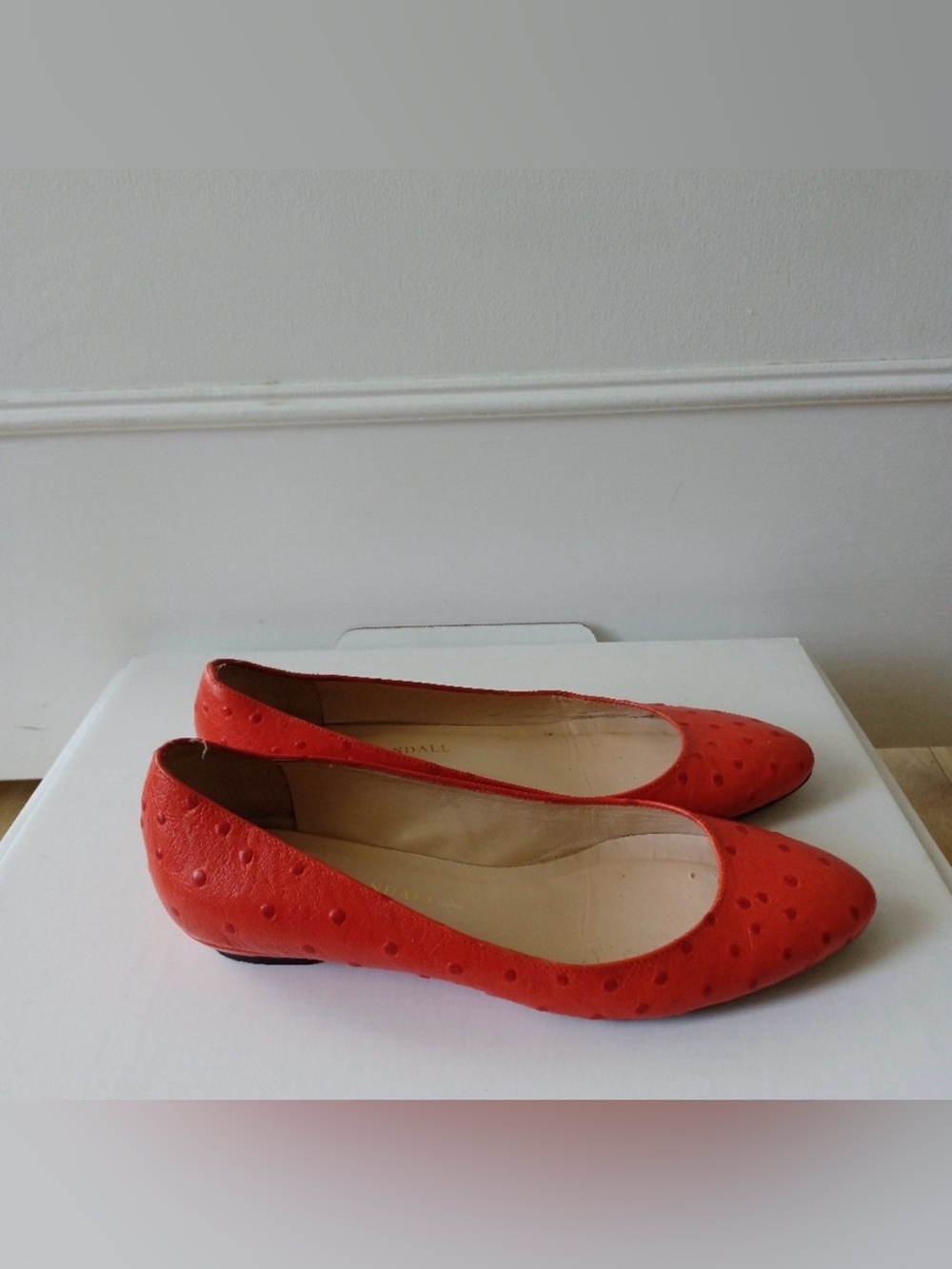 Vintage Loeffler Randall red ostrich flats